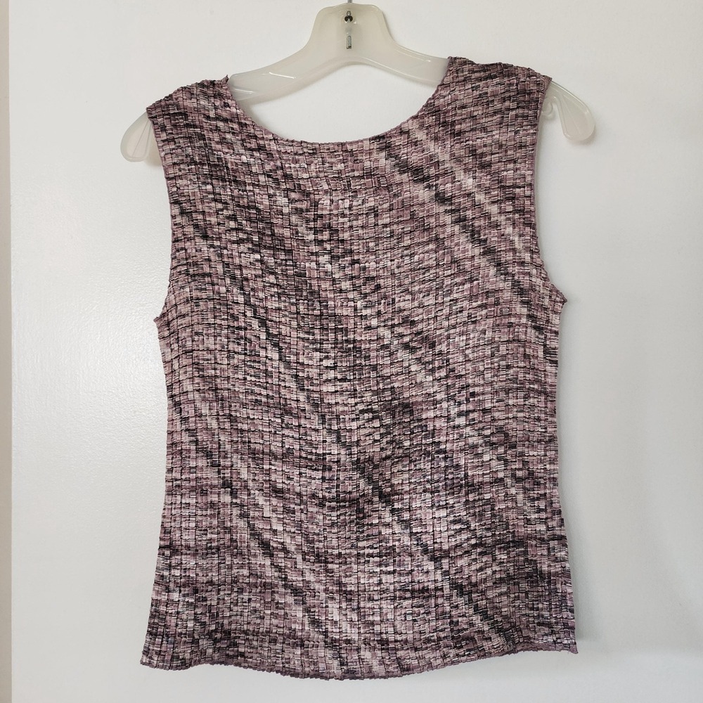 S crinkle tank with micro pleats pink and black blouse vintage career y2k blouse